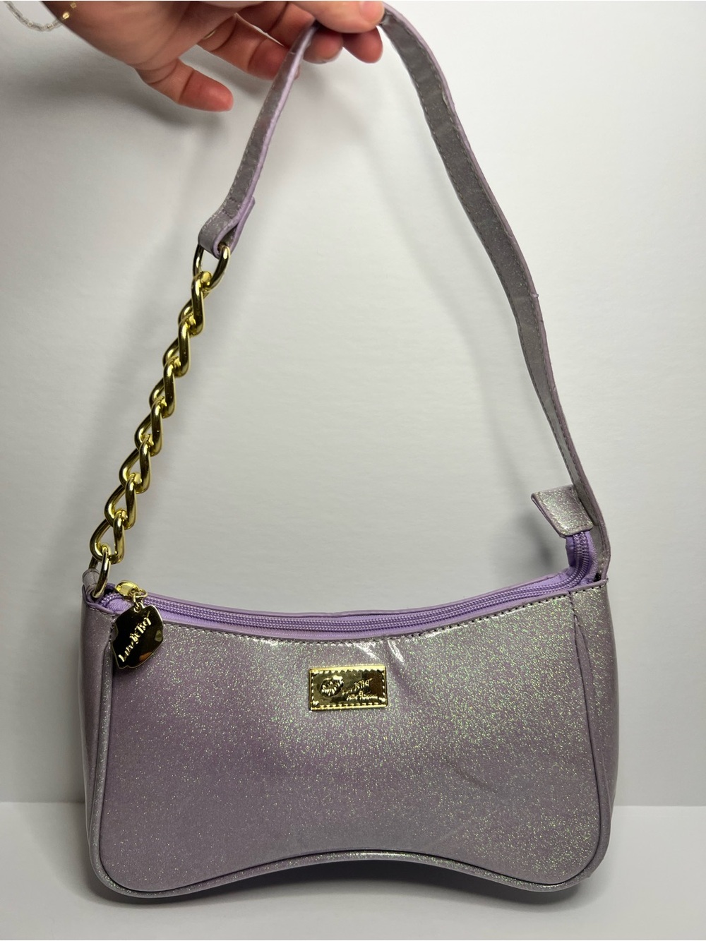 Betsey Johnson Metallic Lavender Iridescent Shoulder Bag